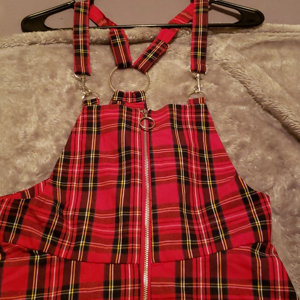 Hot Topic red plaid suspender dress